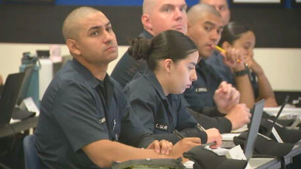 Cadets during classroom instruction at the El Paso Police Academy (Credit: KFOX14){p}{/p}